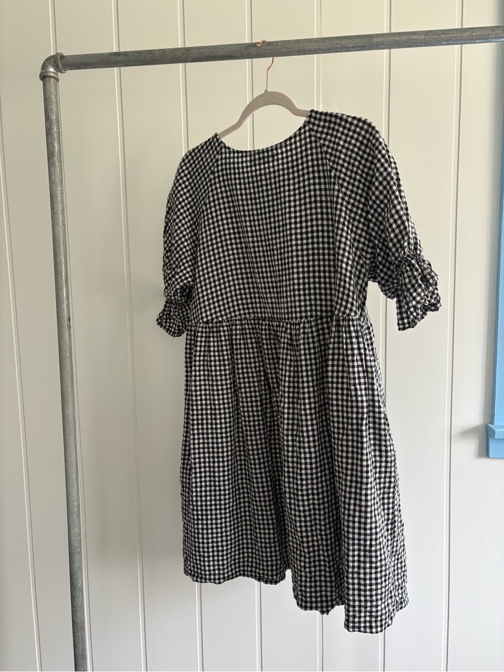 Black & White Gingham Casual Women’s Smock Dress